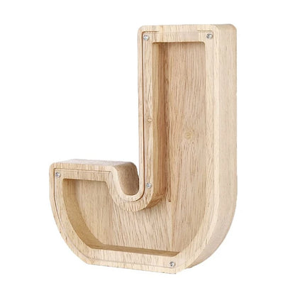 Letter-Saving Wooden Piggy Bank