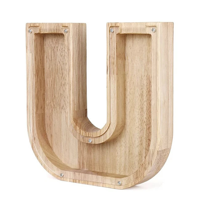 Letter-Saving Wooden Piggy Bank