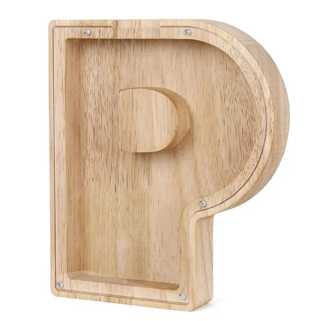 Letter-Saving Wooden Piggy Bank