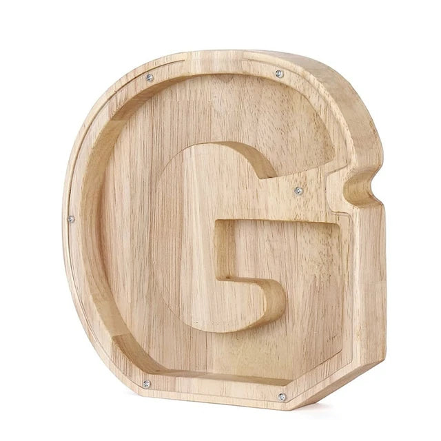 Letter-Saving Wooden Piggy Bank