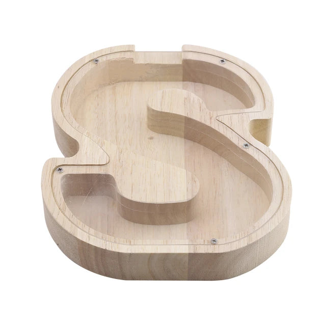 Letter-Saving Wooden Piggy Bank