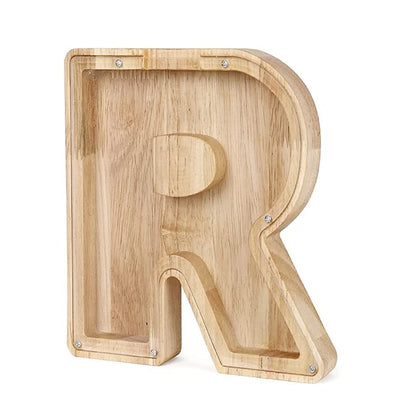 Letter-Saving Wooden Piggy Bank