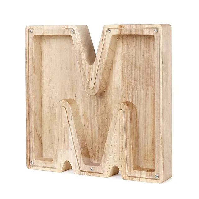 Letter-Saving Wooden Piggy Bank