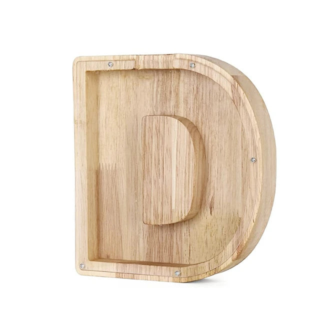 Letter-Saving Wooden Piggy Bank