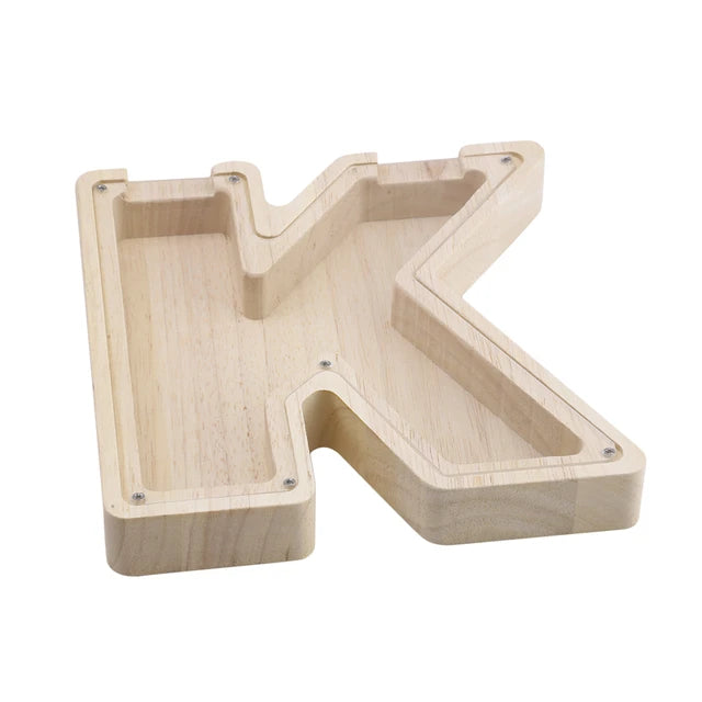 Letter-Saving Wooden Piggy Bank