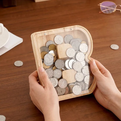 Letter-Saving Wooden Piggy Bank