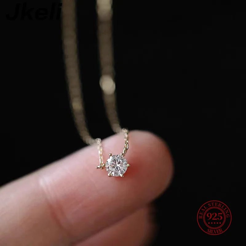 925 Sterling Silver 18K Gold Plated Zircon Necklace - Gift Ideas 4 You