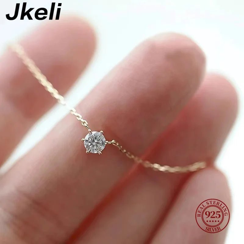 925 Sterling Silver 18K Gold Plated Zircon Necklace - Gift Ideas 4 You