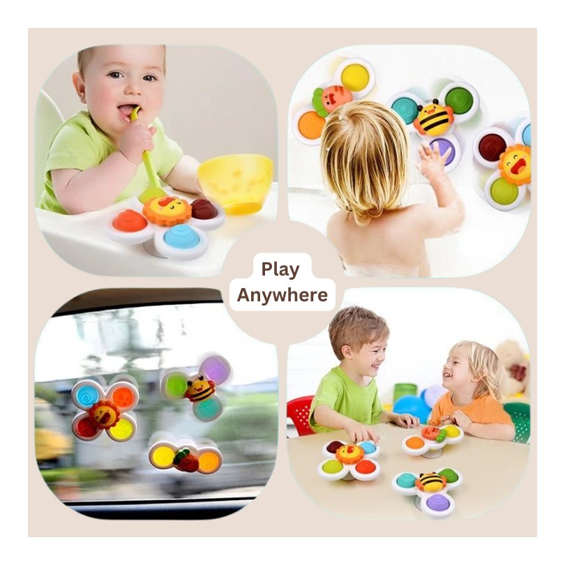 Baby Suction Cup Spinning Toys - 3 pack - Gift Ideas 4 You