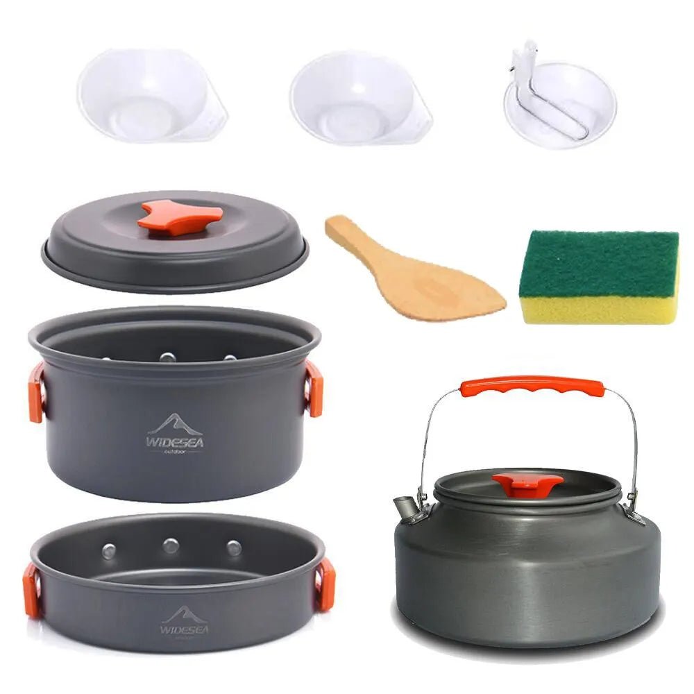 Camping Cookware Pot Set with Kettle - Gift Ideas 4 You