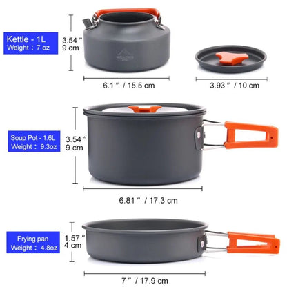 Camping Cookware Pot Set with Kettle - Gift Ideas 4 You