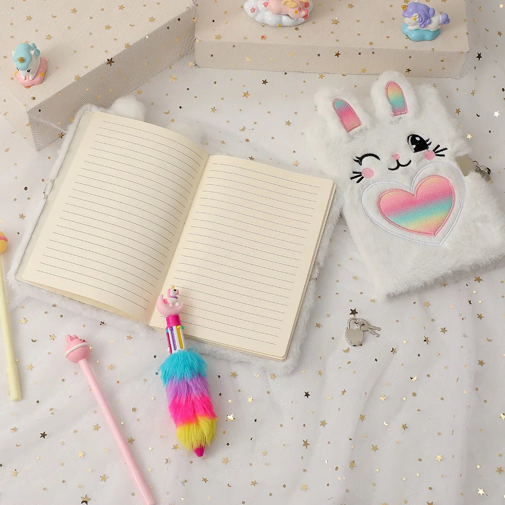 Children's Plush Bunny Notebook with Lock - Gift Ideas 4 You