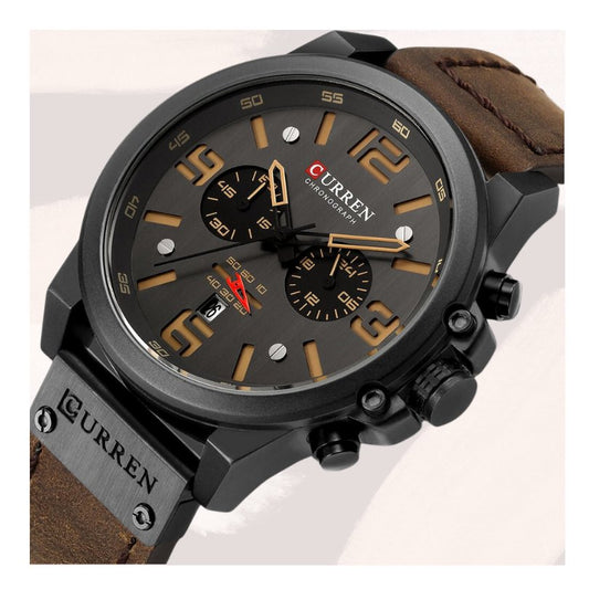 Mens Luxury Watch Chronograph, Quartz, Genuine Leather Relogio Masculino - Gift Ideas 4 You