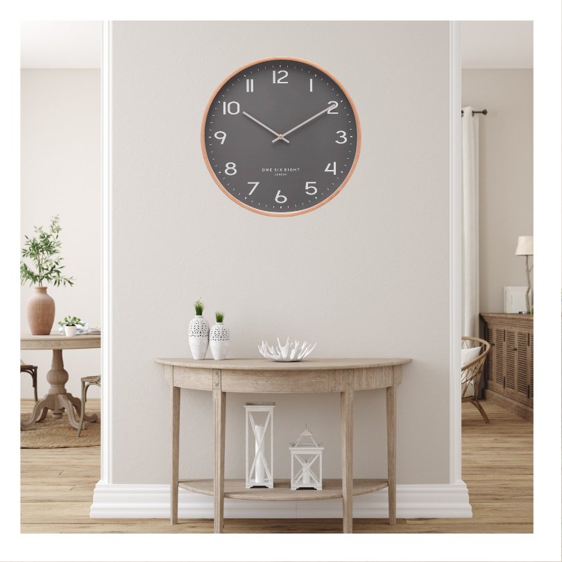 OLIVIA Grey 41cm Wall Clock - Gift Ideas 4 You