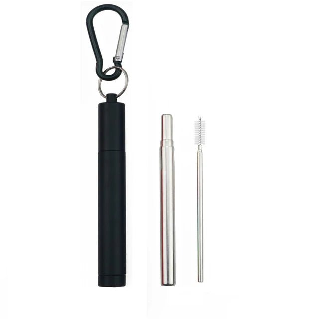 Reusable Stainless Steel Adjustable Straw with Cleaning Brush & Case - Gift Ideas 4 You