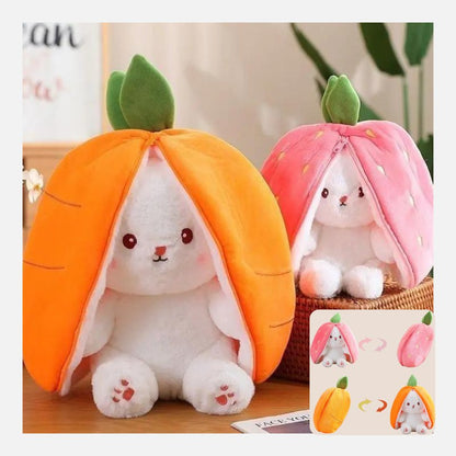 Reversible Plush Bunny Toy - Carrot or Strawberry - Gift Ideas 4 You