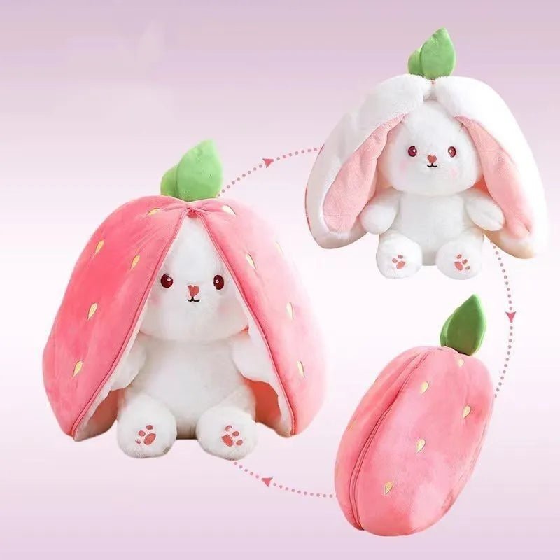 Reversible Plush Bunny Toy - Carrot or Strawberry - Gift Ideas 4 You