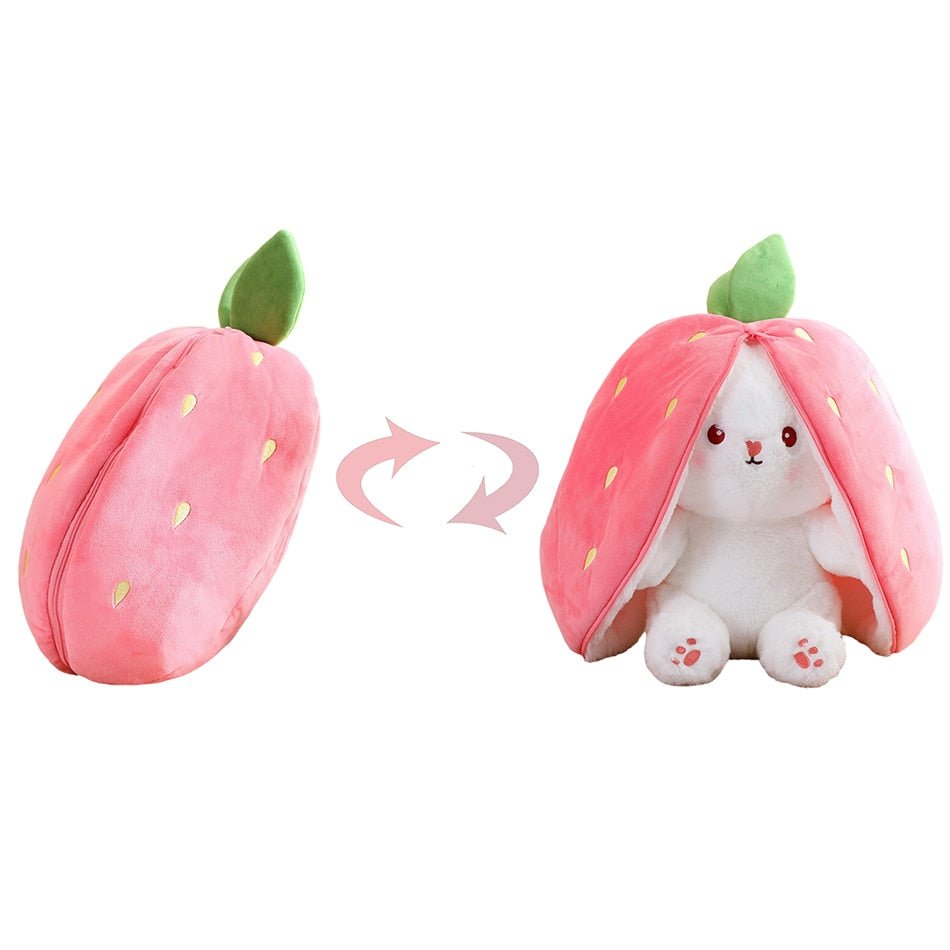 Reversible Plush Bunny Toy - Carrot or Strawberry - Gift Ideas 4 You